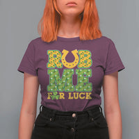 Funny St Patricks Day T Shirt For Women Rub Me For Luck Shamrock Adult Humor - Wonder Print Shop