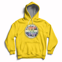 Math teacher hoodie in daisy yellow with 3.14 Greek symbol and Inspire graphic