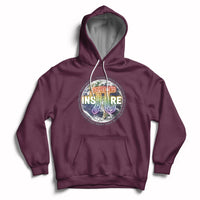 Math teacher hoodie in maroon with 3.14 Greek symbol and Inspire graphic