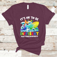 Autism Awareness T Shirt Autism Whale It's Ok To Be Different Support Squad Raise Awareness Mental Health - Wonder Print Shop