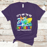 Autism Awareness T Shirt Autism Whale It's Ok To Be Different Support Squad Raise Awareness Mental Health - Wonder Print Shop