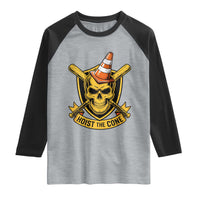 Funny Hoist The Cone Skull Raglan Shirt IYKYK Meme Gritty Victory Celebration Sports Fan