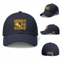 Vintage Hoist The Cone Distressed Graphic Baseball Cap Funny Sports Meme Baseball Fan Victory Celebration