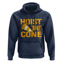 Vintage Hoist The Cone Distressed Graphic Hoodie Funny Sports Meme Baseball Fan Victory Celebration