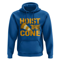 Vintage Hoist The Cone Distressed Graphic Hoodie Funny Sports Meme Baseball Fan Victory Celebration