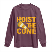 Vintage Hoist The Cone Distressed Graphic Long Sleeve Shirt Funny Sports Meme Baseball Fan Victory Celebration