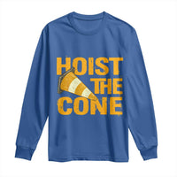 Vintage Hoist The Cone Distressed Graphic Long Sleeve Shirt Funny Sports Meme Baseball Fan Victory Celebration