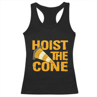 Vintage Hoist The Cone Distressed Graphic Racerback Tank Top Funny Sports Meme Baseball Fan Victory Celebration