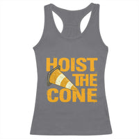 Vintage Hoist The Cone Distressed Graphic Racerback Tank Top Funny Sports Meme Baseball Fan Victory Celebration