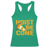 Vintage Hoist The Cone Distressed Graphic Racerback Tank Top Funny Sports Meme Baseball Fan Victory Celebration