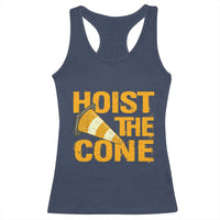 Vintage Hoist The Cone Distressed Graphic Racerback Tank Top Funny Sports Meme Baseball Fan Victory Celebration