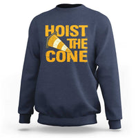 Vintage Hoist The Cone Distressed Graphic Sweatshirt Funny Sports Meme Baseball Fan Victory Celebration