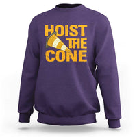 Vintage Hoist The Cone Distressed Graphic Sweatshirt Funny Sports Meme Baseball Fan Victory Celebration