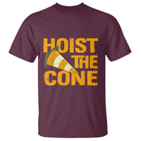 Vintage Hoist The Cone Distressed Graphic T Shirt Funny Sports Meme Baseball Fan Victory Celebration