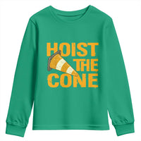 Vintage Hoist The Cone Distressed Graphic Youth Sweatshirt Funny Sports Meme Baseball Fan Victory Celebration