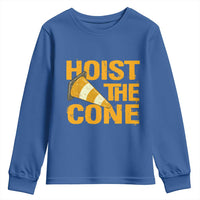 Vintage Hoist The Cone Distressed Graphic Youth Sweatshirt Funny Sports Meme Baseball Fan Victory Celebration
