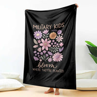 Military Kids Bloom Where They are Planted Throw Blanket Purple Up Month of the Military Child Floral Empowerment