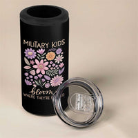 Military Kids Bloom Where They are Planted 4 in 1 Can Cooler Tumbler Purple Up Month of the Military Child Floral Empowerment
