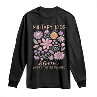 Military Kids Bloom Where They are Planted Long Sleeve Shirt Purple Up Month of the Military Child Floral Empowerment