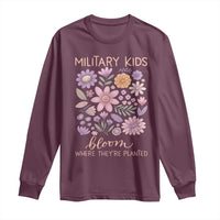 Military Kids Bloom Where They are Planted Long Sleeve Shirt Purple Up Month of the Military Child Floral Empowerment