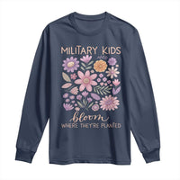Military Kids Bloom Where They are Planted Long Sleeve Shirt Purple Up Month of the Military Child Floral Empowerment
