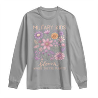 Military Kids Bloom Where They are Planted Long Sleeve Shirt Purple Up Month of the Military Child Floral Empowerment
