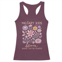 Military Kids Bloom Where They are Planted Racerback Tank Top Purple Up Month of the Military Child Floral Empowerment