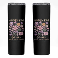 Military Kids Bloom Where They are Planted Skinny Tumbler Purple Up Month of the Military Child Floral Empowerment