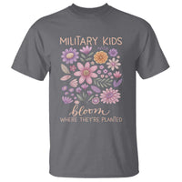 Military Kids Bloom Where They are Planted T Shirt Purple Up Month of the Military Child Floral Empowerment