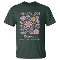 Military Kids Bloom Where They are Planted T Shirt Purple Up Month of the Military Child Floral Empowerment