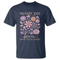 Military Kids Bloom Where They are Planted T Shirt Purple Up Month of the Military Child Floral Empowerment