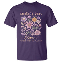Military Kids Bloom Where They are Planted T Shirt Purple Up Month of the Military Child Floral Empowerment