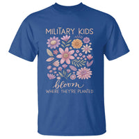 Military Kids Bloom Where They are Planted T Shirt Purple Up Month of the Military Child Floral Empowerment