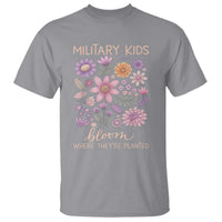 Military Kids Bloom Where They are Planted T Shirt Purple Up Month of the Military Child Floral Empowerment
