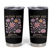 Military Kids Bloom Where They are Planted Tumbler Cup Purple Up Month of the Military Child Floral Empowerment