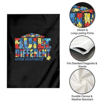 Built Different Autism Acceptance Puzzle Piece Graphic Garden Flag Inspirational Neurodiversity Support