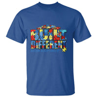 Built Different Autism Acceptance Puzzle Piece Graphic T Shirt Inspirational Neurodiversity Support