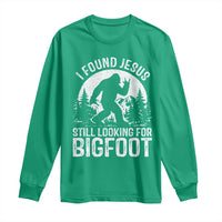 Funny Christian Sasquatch Long Sleeve Shirt I Found Jesus Still Looking for Bigfoot Vintage Distressed Graphic