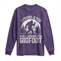 Funny Christian Sasquatch Long Sleeve Shirt I Found Jesus Still Looking for Bigfoot Vintage Distressed Graphic