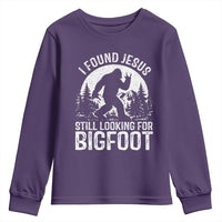 Funny Christian Sasquatch Youth Sweatshirt I Found Jesus Still Looking for Bigfoot Vintage Distressed Graphic
