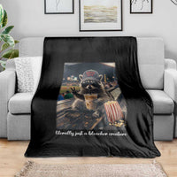 Literally Just A Bleacher Creature Funny Raccoon Baseball Graphic Throw Blanket Cool Game Day Fan Gift