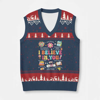 Groovy I Believe In You Testing Motivation V-Neck Knit Sweater Vest More Than A Score for Teacher Student