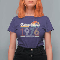 Vintage 1976 Limited Edition T Shirt For Women Retro Sunset 50th Birthday Graphic