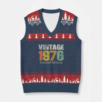 Vintage 1976 Limited Edition V-Neck Knit Sweater Vest Distressed Retro Typography 50th Birthday