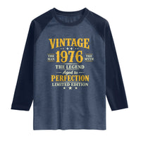 Vintage 1976 Aged to Perfection Raglan Shirt Limited Edition Retro 50th Birthday