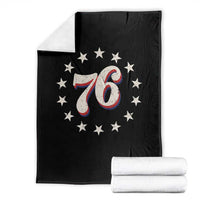 Patriotic Retro 76 American Flag Stars Circle Throw Blanket 1976 Milestone Birthday Graphic