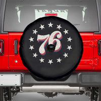 Patriotic Retro 76 American Flag Stars Circle Spare Tire Cover 1976 Milestone Birthday Graphic