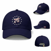 Patriotic Retro 76 American Flag Stars Circle Baseball Cap 1976 Milestone Birthday Graphic