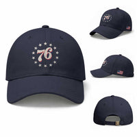 Patriotic Retro 76 American Flag Stars Circle Baseball Cap 1976 Milestone Birthday Graphic