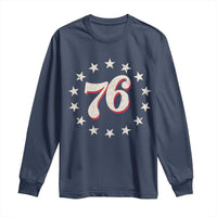 Patriotic Retro 76 American Flag Stars Circle Long Sleeve Shirt 1976 Milestone Birthday Graphic